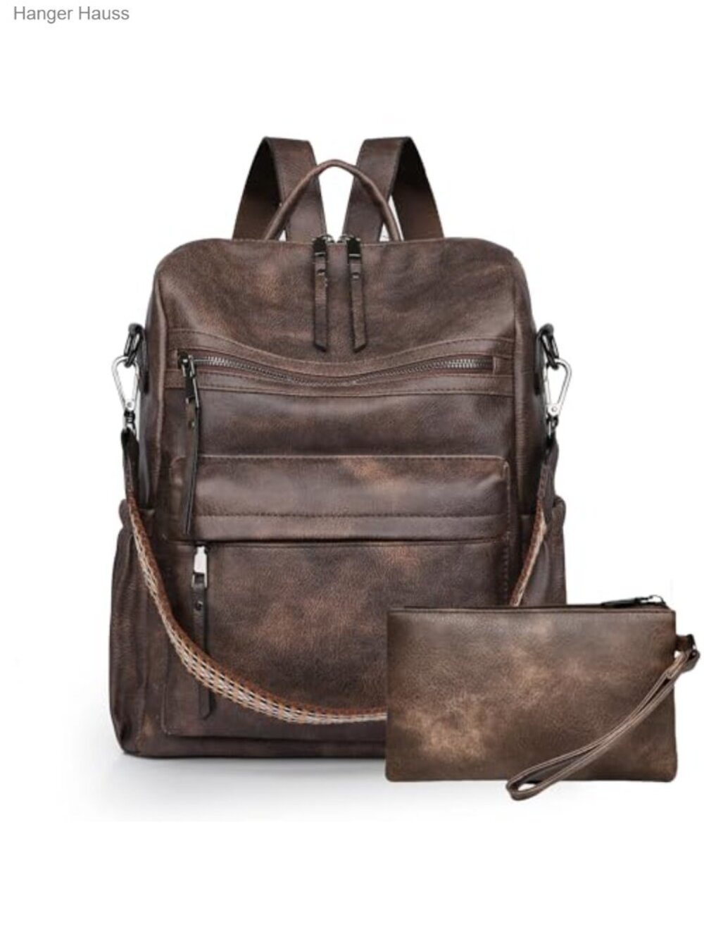Women's Leather Backpack Purse Multi-Pocket Travel Shoulder Bag